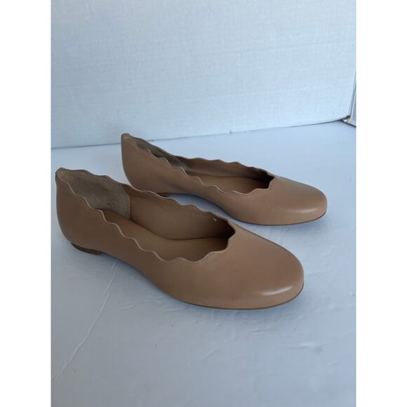 Copper Key Lovely Leather Beige Tan Scalloped Edge Ballet Flat Comfort Shoes 8 - Picture 2 of 8